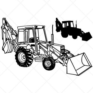 Backhoe-Loader Clipart-Vector Clip Art Graphics-Digital Download Image-Cut Ready Files-CNC-Vinyl Sign Design-Logo-eps, ai, svg, dxf, png,pdf