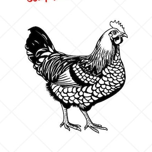 May include: Black and white silhouette of a chicken, with the text "Setup for EASY Cutting!" and "CREATED FOR EASY CUTTING!" in red. The text below reads "SMOOTH LINES, REDUCED NODES and SIMPLE LAYERS WITHOUT CROSSING LINES RESULTS IN PERFECT CUTS! Our DXF files are specifically optimized for CNC cutting! ALL ARTWORK IS SIGN READY VECTOR ART."