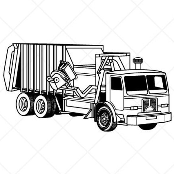 Garbage Truck SVG Clipart-Vector Clip Art Graphics-Digital Download Image-Cut Files-Logo-Side Loader Vinyl Sign Design -eps, ai, dxf, png