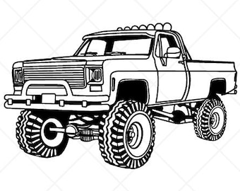 Chevy-Chevrolet 4x4 Truck Clipart-Vector Clip Art Graphics-Digital Download-Cut Ready Files-CNC-Logo-Vinyl Sign Design-eps, ai, svg, dxf,png