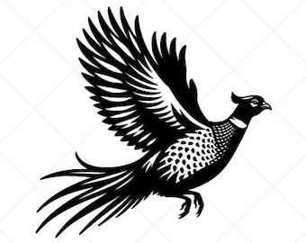 Flying Pheasant SVG Clipart-Vector Clip Art Graphics-Digital Download Image for Cricut-Cut Files-Vinyl Sign Design -eps, ai, dxf, png, pdf