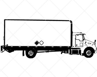 Detailed Cargo-Box Truck Clipart-Vector Clip Art Graphics-Digital Download-Cut Ready Files-CNC-Vinyl Sign Design-Logo-eps, ai, svg, dxf, png