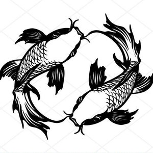 Koi Fisch SVG-DXF Silhouette Laser geschnittene Datei Vektor Clip Art, digitale Clipart für Glowforge, Cricut, CNC, Metall,Plasmaschneiden, png, eps, ai
