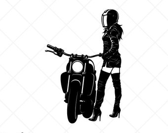 Download Sexy Motorcycle Girl Clipart-Vector Clip Art Graphics ...