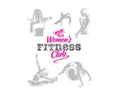 WOMENS FITNESS GYM Exercise Club Clipart-Vector Clip Art Graphics-Digital Download-Template Design-Logo-Badge-Emblem-Sign-eps,ai,svg,cdr,pdf