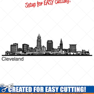 CLEVELAND City Skyline Clipart-Vector Clip Art Graphics-Digital Download-Cut Ready Files-CNC-Cityscape Vinyl Sign Design -eps, ai, svg, dxf