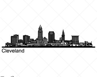 CLEVELAND City Skyline Clipart-Vector Clip Art Graphics-Digital Download-Cut Ready Files-CNC-Cityscape Vinyl Sign Design -eps, ai, svg, dxf