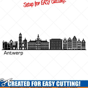 Antwerp Skyline City Clipart-Vector Clip Art Graphics-Digital Download-Cut Ready Files-CNC-Cityscape Vinyl Sign Design-eps, ai, svg, dxf,png