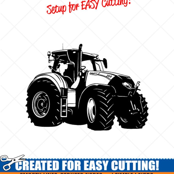 Farming Tractor SVG Clipart-Vector Clip Art Graphics-Digital Download Image-Cut Ready Files-CNC-Vinyl Sign Design-Logo-eps, ai, dxf, png,pdf