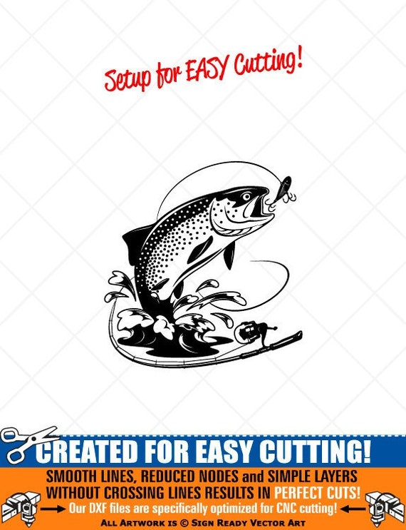 TROUT FISHING-Fish Clipart-Vector Clip Art Graphics-Digital Download-Cut  Ready Files-CNC-Logo-Vinyl Sign Design -eps, ai, svg, dxf, png, pdf