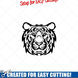 TIGER ANIMAL Head Clipart -Vector Clip Art Graphics -Digital Download-Cut Ready Files-CNC-Logo-Vinyl Sign Design-eps, ai, svg, dxf, png, pdf