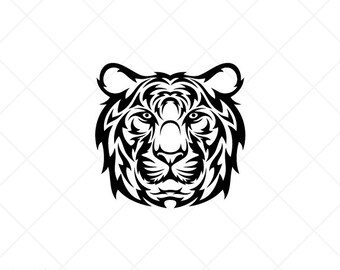 TIGER ANIMAL Head Clipart -Vector Clip Art Graphics -Digital Download-Cut Ready Files-CNC-Logo-Vinyl Sign Design-eps, ai, svg, dxf, png, pdf