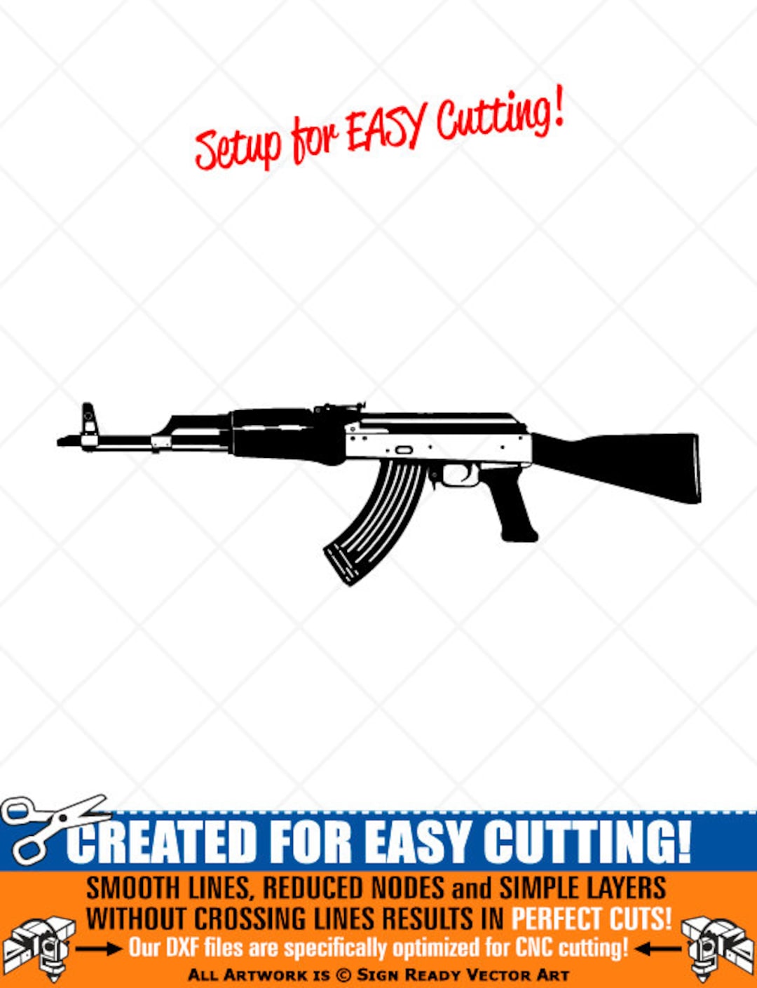 Detailed AK47 Rifle-gun Clipart -vector Clip Art Graphics-digital