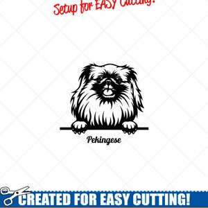 Peeking PEKINGESE Dog Clipart-Vector Clip Art Graphics-Digital Download-Cut Ready Files-CNC-Logo-Vinyl Sign Design-eps, ai, svg, dxf,png,pdf