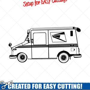 US Postal Delivery Mail Truck Clipart-Vector Clip Art Graphics-Digital Download-Cut Ready Files-CNC-Vinyl Sign Design-eps, ai, svg, dxf, pdf