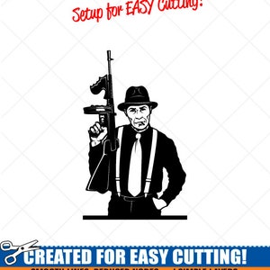 Mafia Gangster Clipart-Vector Clip Art Graphics-Digital Download Image-Cut Ready Files-CNC-Mobster Vinyl Sign Design -eps, ai, svg, dxf, png