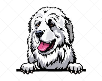 Great Pyrenees Peeking Clipart svg eps png jpg-Vector Clip Art-Pyrenean Mountain Dog Download Files for Signs, T-Shirts, Logo Designs, Etc