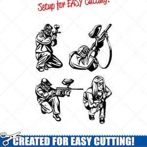 PAINTBALL Clipart -Vector Clip Art Graphics -Digital Download Image -Cut Ready Files-CNC-Logo-Vinyl Sign Design -eps, ai, svg, dxf, png, pdf