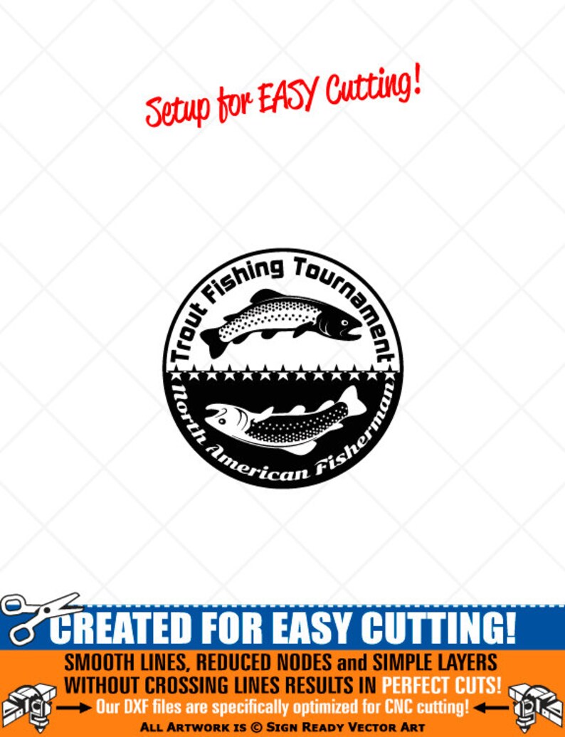 Download Art Collectibles Clip Art Trout Fishing Emblem Fish Clipart Vector Clip Art Graphics Digital Download Cut Ready Files Cnc Logo Vinyl Sign Design Eps Svg Dxf Png Ai