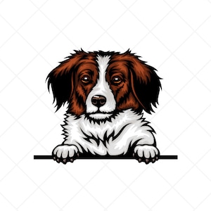 Kooikerhondje Peeking Dog Clipart svg eps png jpg-Vector Clip Art-Digital Descargar archivos para carteles, camisetas, impresión, diseños de logotipos, etc.