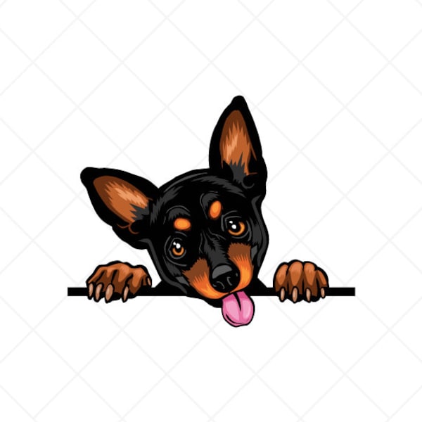 Miniature Pinscher Peeking Dog Clipart svg eps png jpg-Vector Clip Art-Min Pin Download Files for Signs, T-Shirts, Printing,Logo Designs,Etc