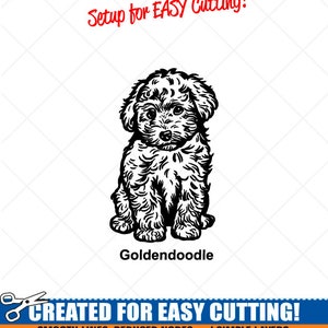 GOLDENDOODLE Puppy DOG Clipart-Vector Clip Art Graphics-Digital Download Image-Cut Ready Files-Logo-Vinyl Sign Design-eps, ai, svg, dxf, png