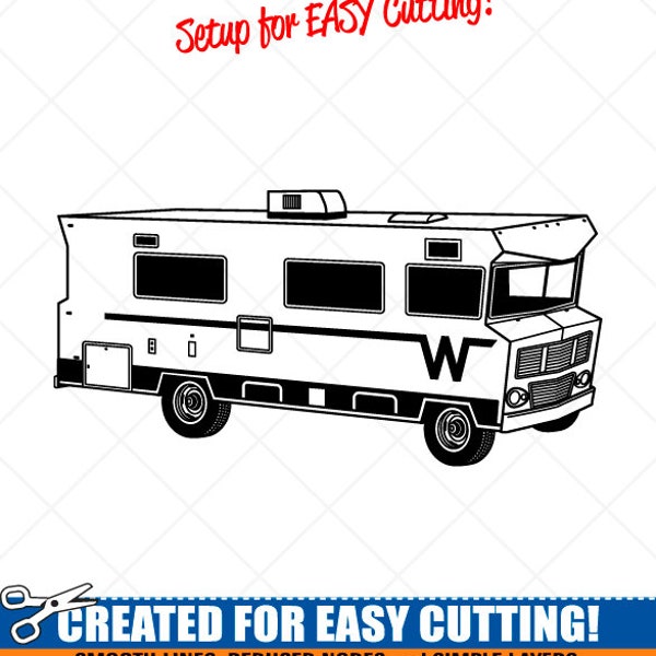 Vintage Winnebago Motorhome SVG Clipart-Vector Clip Art Graphics-Digital Download Image-Cut Files-Camper Vinyl Sign Design-eps, ai, dxf, png