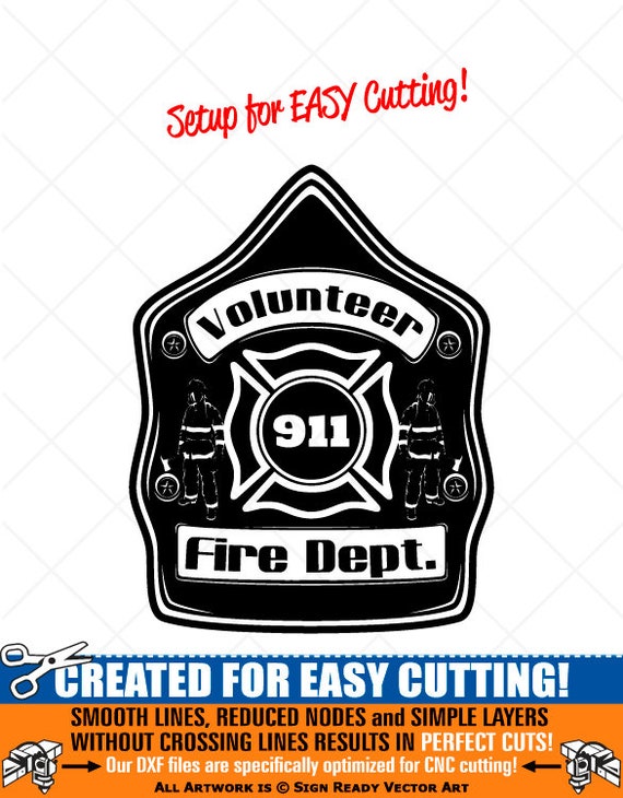Volunteer Fireman Badge Clipart-vector Clip Art Graphics-cut - Etsy