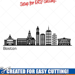 Boston City Skyline Clipart-Vector Clip Art Graphics-Digital Download-Cut Ready Files-CNC-Cityscape Vinyl Sign Design-eps, ai, svg, dxf, png