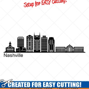 NASHVILLE City skyline clipart-vector clip art graphics-digitale download-cut ready bestanden-CNC-Cityscape vinyl teken ontwerp-EPS, AI, SVG, DXF