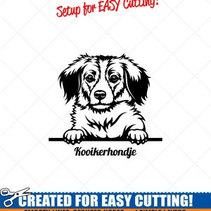 Mirando KOOIKERHONDJE Perro Clipart-Vector Clip Art Gráficos Download-Cut Ready Files-CNC-Logo-Vinyl Sign Design -eps, ai, svg, dxf, png, pdf