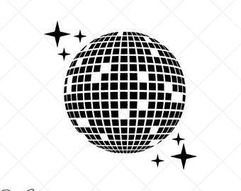 Disco Ball SVG Clipart-Vector Clip Art Graphics-Digital Download Image-Cricut Cut Files-CNC-Logo-Vinyl Sign Design-eps, ai, dxf, png, pdf