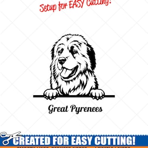 Peeking GREAT PYRENEES Hund Clipart-Vektor Clip Art Grafik Download-Cut Ready Files-CNC-Logo-Vinyl Sign Design -eps, ai, svg, dxf, png, pdf