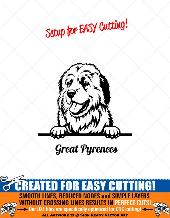 Peeking GREAT PYRENEES Dog Clipart-vector Clip Art Graphics