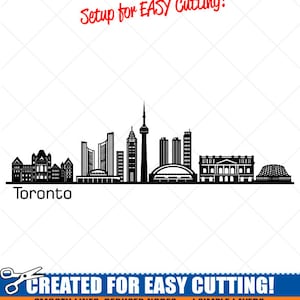 Toronto City Skyline Clipart-Vector Clip Art Graphics-Digital Download-Cut Ready Files-CNC-Cityscape Vinyl Sign Design-eps, ai, svg, dxf,png