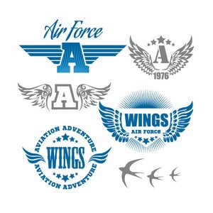 AIR FORCE Wings Military Clipart-Vector Clip Art Graphics-Digital Download-Template Design Files-Logo-Badge-Emblem-Sign-eps, ai, svg,cdr,pdf