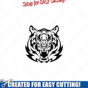 TIGER ANIMAL Head Clipart -Vector Clip Art Graphics -Digital Download-Cut Ready Files-CNC-Logo-Vinyl Sign Design-eps, ai, svg, dxf, png, pdf