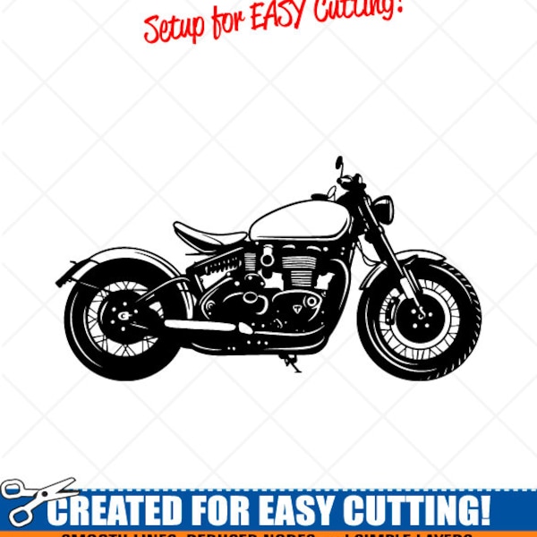 Triumph Bonneville Bobber Motorcycle svg Clipart-Vector Clip Art Graphics Image-Cut Ready Files-Vinyl Sign Design-CNC-Logo-eps, ai, dxf, png