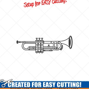 Trompete SVG Clipart-Vector ClipArt-digitaler Download Bild-Schnitt Dateien-Logo-detaillierte Musikinstrument Vinyl-Zeichen-Design-eps, ai, dxf, png
