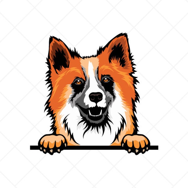 Icelandic Sheepdog Peeking Clipart svg eps png jpg-Vector Clip Art-Iceland Spitz Dog Download Files for Signs,T-Shirts,Printing,Logo Designs