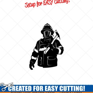 Fireman Clipart-Vector Clip Art Graphics-Digital Download-Cut Ready Files-CNC-Fire Firefighter Vinyl Sign Design-Logo -eps, ai, svg, dxf,png