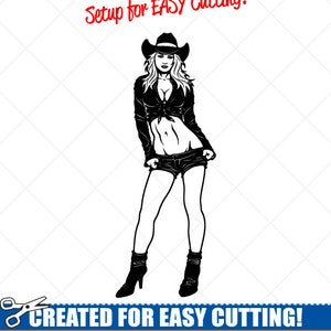 SEXY COWGIRL Clipart -Vector Clip Art Graphics-Digital Download Image-Cut Ready Files-CNC-Girl Vinyl Sign Design-eps, ai, svg, dxf, png, pdf
