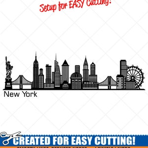 Nueva York City Skyline Clipart-Vector Clip Art Graphics-Digital Download-Cut Ready Files-CNC-Cityscape Vinyl Sign Design-eps, ai, svg,dxf,png