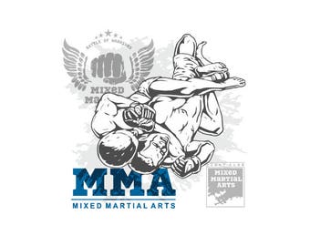 MMA-Mixed Martial Arts SPORTS Clipart -Vector Clip Art Graphics -Digital Download-Template Design Files-Logo-Badge-Emblem-Sign -eps, ai, svg