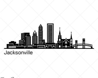 JACKSONVILLE City Skyline Clipart-Vector Clip Art Graphics-Digital Download-Cut Ready Files-CNC-Cityscape Vinyl Sign Design-eps, ai, svg,dxf