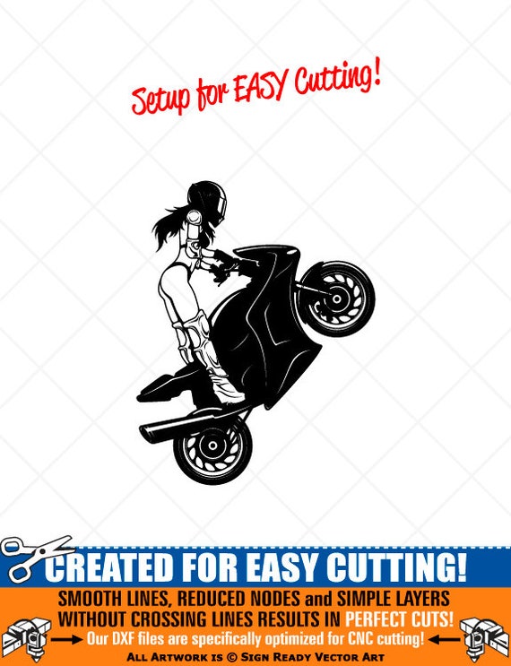 Sexy Motorcycle Girl Clipart-vector Clip Art Graphics-digital