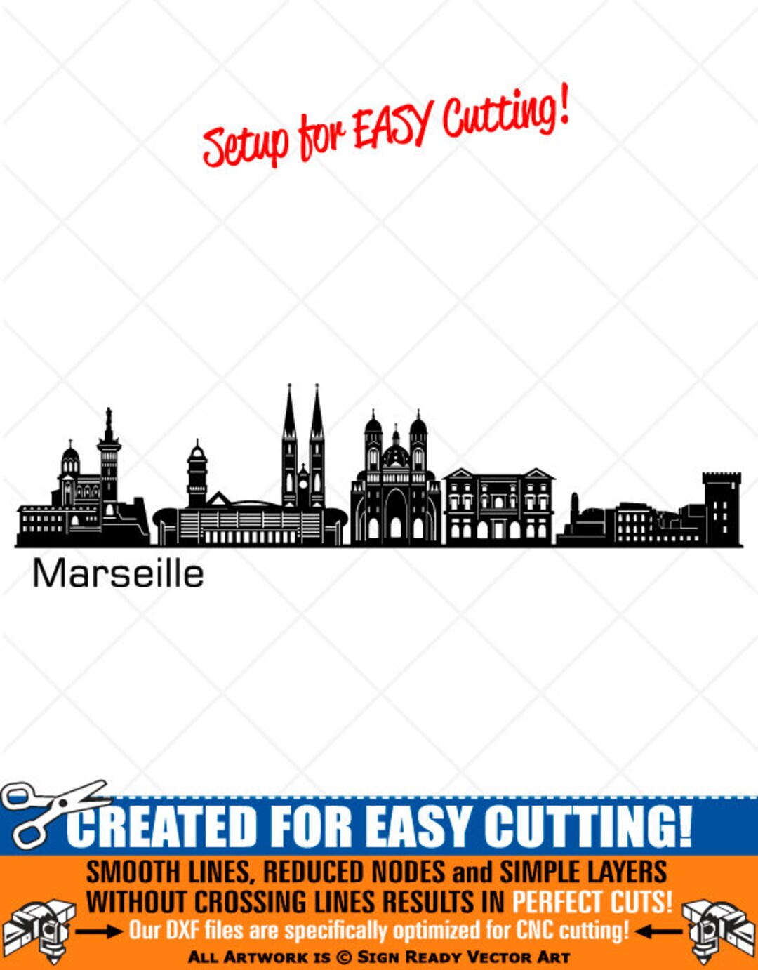Marseille City Skyline Clipart-vector Clip Art - Etsy