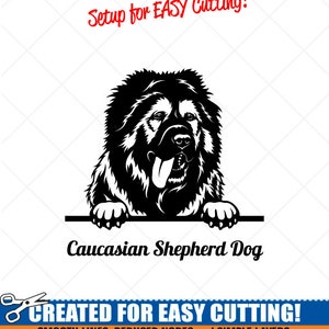 Peeking CAUCASIAN SHEPHERD Hund Clipart-Vector ClipArt Grafik Download-Cut Ready Dateien-CNC-Logo-Vinyl Zeichen Design -eps, ai, Svg, Dxf, Png