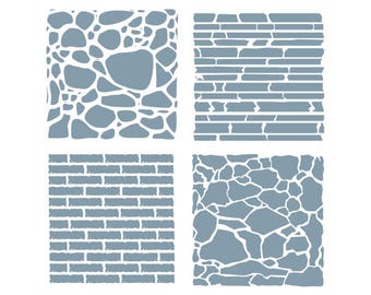 STONE + BRICK CLADDING Backgrounds Clipart -Vector Clip Art Graphics -Digital Download -Wall Texture Template Design -eps, ai, svg, cdr, pdf