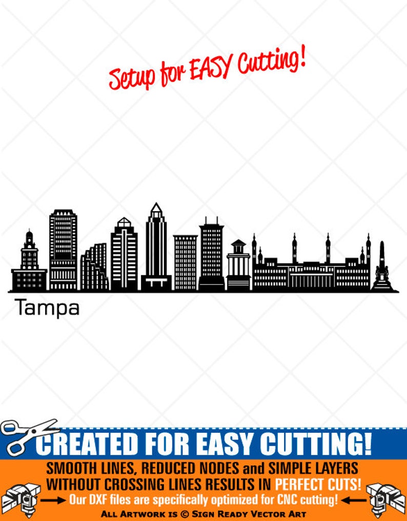 TAMPA City Skyline Clipart-Vector Clip Art Graphics-Digital | Etsy